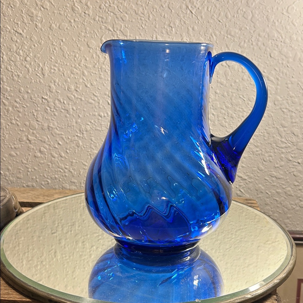 Blown glass Blue Glass Pitcher